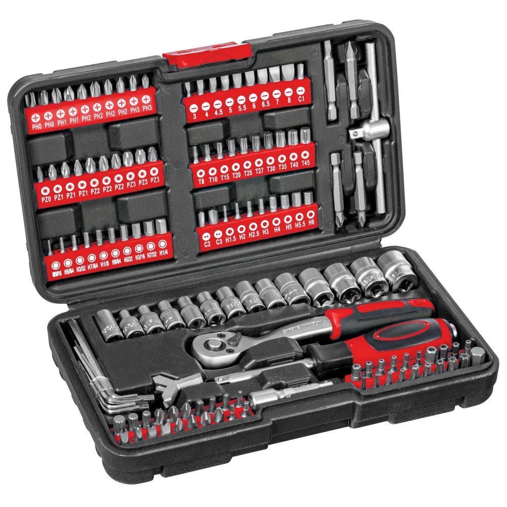 GERMANIA Steckschlüssel und Bitsatz Set 130-teilig aus CV-Stahl im Koffer GERMANIA Steckschlüssel Und Bitsatz Set 130-teilig Aus CV-Stahl Im Koffer -Günstiges Germania Geschäft