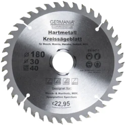 GERMANIA HM Kreissägeblatt Ø 180mm, 40 Zähne Für Holz