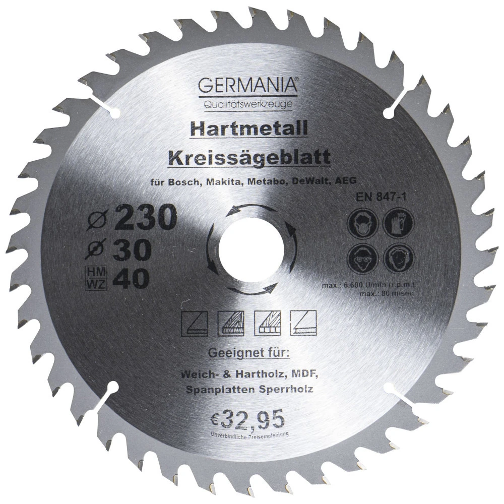 GERMANIA HM Kreissägeblatt Ø 230mm, 40 Zähne für Holz GERMANIA HM Kreissägeblatt Ø 230mm, 40 Zähne Für Holz -Günstiges Germania Geschäft