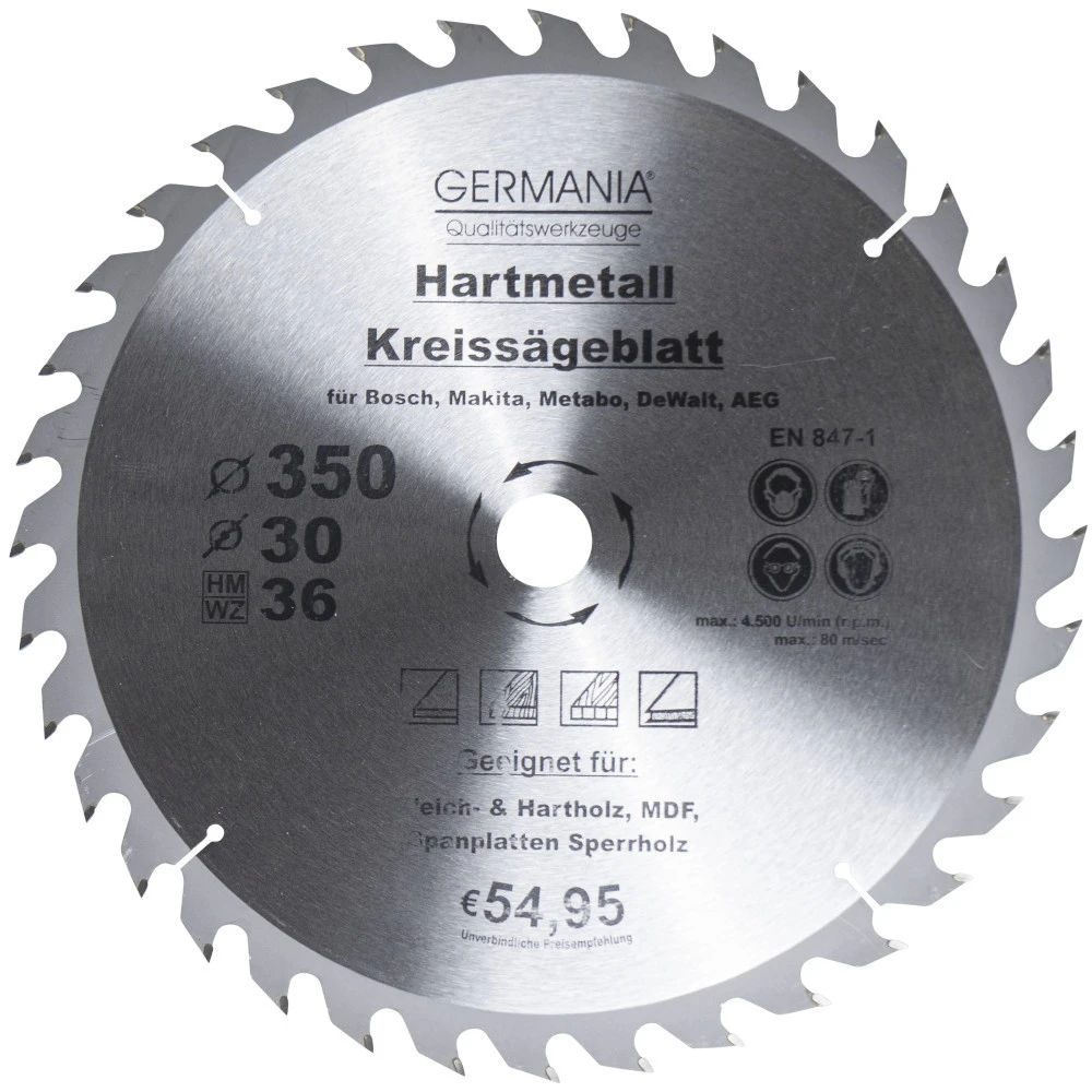 GERMANIA HM Kreissägeblatt Ø 350mm, 36 Zähne für Holz GERMANIA HM Kreissägeblatt Ø 350mm, 36 Zähne Für Holz -Günstiges Germania Geschäft