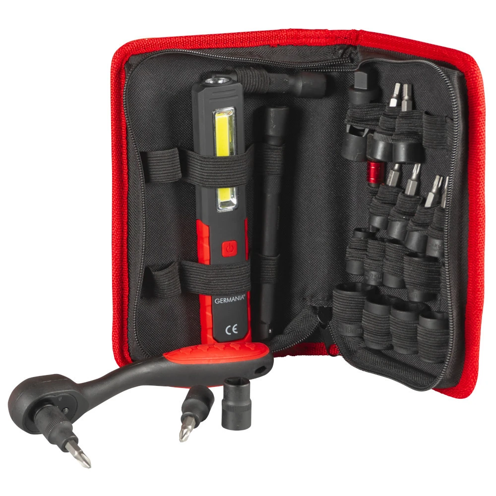 Steckschlüssel Satz 24-teilig mit den gängigsten Größen und Arbeitsleuchte Steckschlüssel Satz 24-teilig Mit Den Gängigsten Größen Und Arbeitsleuchte -Günstiges Germania Geschäft